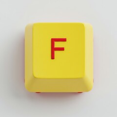 Poster - Yellow Computer Key with Letter F in Red Isolated on White