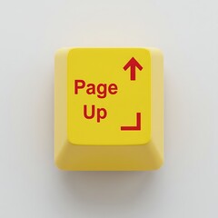 Poster - Yellow Computer Keyboard Page Up Button with Red Arrow Symbol