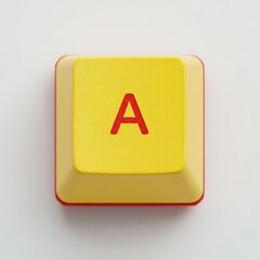 Poster - Yellow Computer Keyboard Button with Letter A in Red Color
