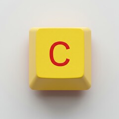Fototapete - Yellow Keyboard Key with Red Letter C on White Background