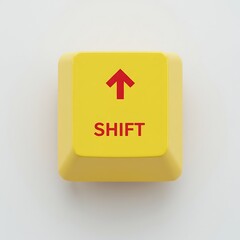 Poster - Yellow Shift Key on White Background, Keyboard Button with Arrow and Text