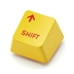 Fototapete - Yellow Shift Keyboard Key with Red Arrow, Isolated on White Background