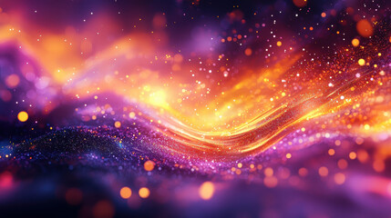 Poster - A realistic 4K 3D background graphic shows an expressive side with swirling orange and purple light and sparkles, a beautiful and dynamic abstract art display.