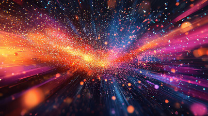 Poster - A realistic 4K 3D background bursts forth with expressive graphics, creating a visually stunning scene that evokes energy and motion on Side A.
