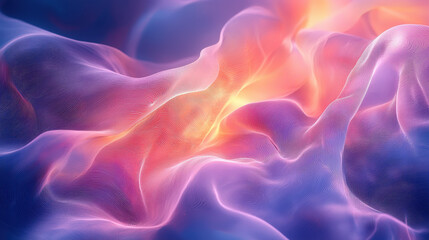 Poster - a realistic 4k 3d background features flowing shapes with vibrant orange and purple colors, viewed f