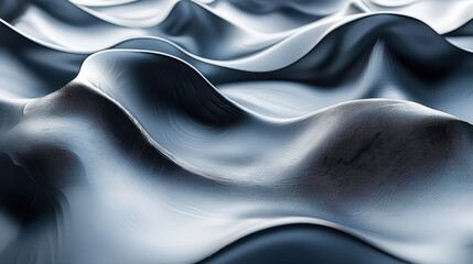 Poster - Realistic 4K 3D background featu abstract fluid lines with a subtle metallic sheen, captured from a side angle showcasing its smooth, flowing texture.