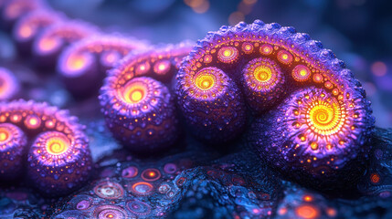 Poster - a realistic 4k side angle view presents intricate 3d fractal art, showcasing mesmerizing patterns an