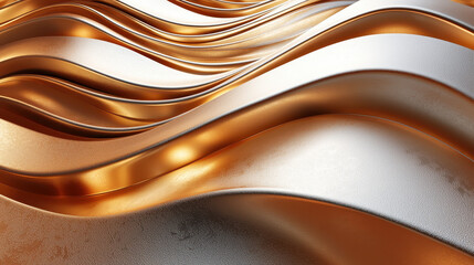 Poster - Abstract 3D rende presents realistic frequency visualization with metallic waves on a detailed 4K background, creating a mesmerizing and fluid design scene.
