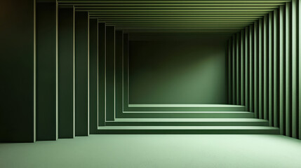 Poster - a realistic 4k 3d background in green tones featu a side angle view of repeating structural elements