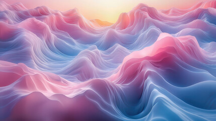 Wall Mural - harmonious flowing 3d background with realistic pink and blue colors rendered in 4k with a side angl