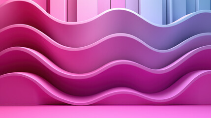 Poster - harmonious pink and purple waves create a 3d abstract background with a realistic side angle in 4k r