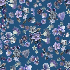new concept design abstract watercolor flowers creative seamless floral pattern allover design blue 