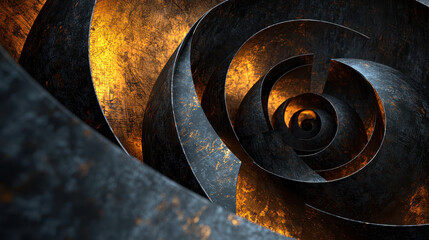 Poster - a realistic 4k side angle view shows a layered 3d background with golden light reflecting off the te