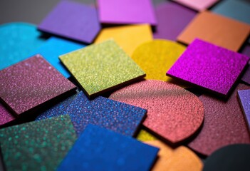 Aufkleber - Colorful glittery samples showcasing vibrant textures and patterns