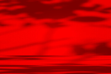 Fototapete - Wall interior background, studio and backdrops show products.with shadow from window color Red background for text insertion and presentation product