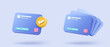 © Issara - 3D credit card financial security for online shopping, financial transactions, online payment credit card with payment protection concept. 3d business finance vector icon render illustrator