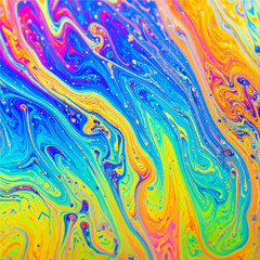 Poster - Abstract iridescent colorful liquid surface with swirls and vibrant hues creating a mesmerizing texture for creative backgrounds