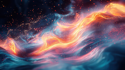 Poster - Realistic 4K 3D visualization of dynamic flowing music background showing Side A with vibrant colors and intricate particles creating an immersive experience.