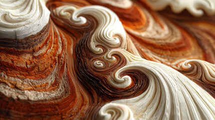 Poster - An exquisite 3D background showcases natural swirls with a side angle view in realistic 4K, displaying captivating earthy tones and textures with detailed design.