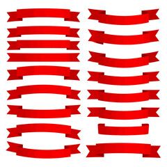 Poster - Collection of vibrant red ribbon banners for graphic design and promotional needs perfect for adding emphasis and style to your projects