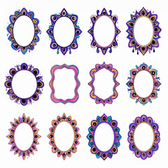 Poster - Collection of whimsical ornate frames with eye motifs for creative design projects and artistic presentations