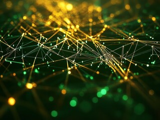 Leinwandbilder - Abstract network of interconnected glowing nodes and lines representing data flow and technological connectivity with bokeh effect