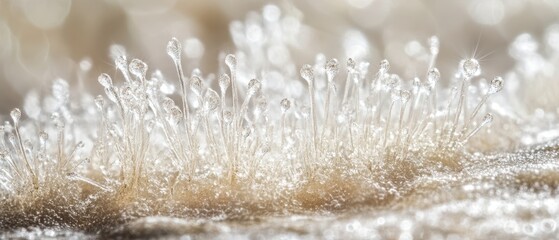 Poster - Close-up of Mold with Dew Drops Sparkling in Light Macro Shot Fungi Growth Indoor Biology Science