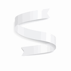 Poster - Elegant white ribbon banner swirling gracefully on a pristine white background for impactful design and marketing materials