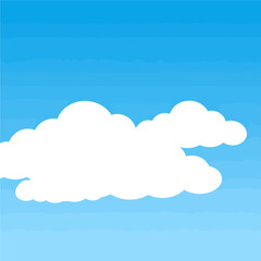 Poster - Fluffy white cartoon clouds float peacefully in a bright blue sky creating a serene and cheerful backdrop
