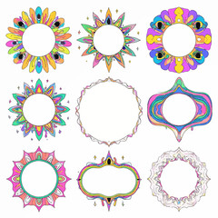 Poster - Groovy psychedelic frame collection featuring vibrant retro inspired designs for creative projects and graphic elements