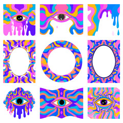 Poster - Psychedelic eye designs with vibrant colors and surreal patterns for creative projects and artistic backgrounds
