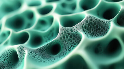 Poster - A mesmerizing 4K 3D background featu organic shapes, captured from a side angle, showcasing realistic details and intricate patterns in a calming color palette.
