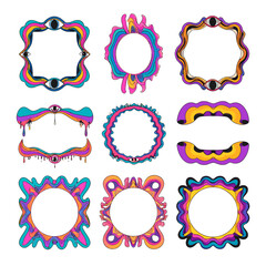 Poster - Psychedelic Frames Collection Colorful Retro Design for Graphic Art and Illustration Projects