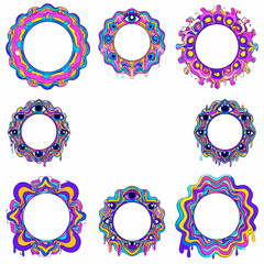 Poster - Psychedelic frames with dripping paint and eyes for vibrant designs and creative projects