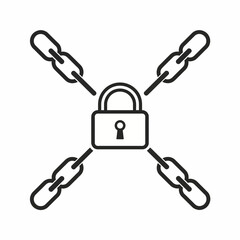 Poster - Security concept with padlock and chains symbolizing data protection and privacy measures in digital age