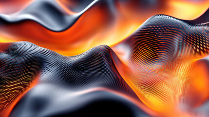 Poster - A realistic 4K 3D background reveals subtle sonic textures in side angle view, showcasing a dynamic interplay of dark gradients and vibrant orange hues.