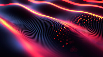Poster - Dynamic 3D sonic visualization background with flowing lines and vibrant red highlights creating a realistic, modern, and high resolution 4K effect with side A view.