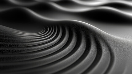 Poster - Realistic 4K 3D background showcasing sound analysis with undulating waves, captured from a side angle perspective in subtle grayscale tones and textures.