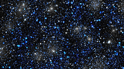 Wall Mural - blue and sliver star shape glitter bokeh with black background, july 4th, video graphic background