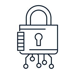 Poster - Concept cyber security, blocking, protection. Vector linear icon isolated on white background.