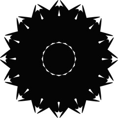 Aufkleber - Geometric Starburst Flower Shape | Abstract Black and White Design Element for Logos, Patterns, and Backgrounds