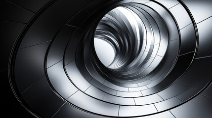 Poster - elegant 3d spiraled metallic structure with a side view, rendered in 4k resolution, showcasing a fut