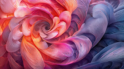 Poster - A vibrant, spiraled 3D background with realistic textures and a dynamic, swirling design, presented in stunning 4K resolution from a side angle perspective.