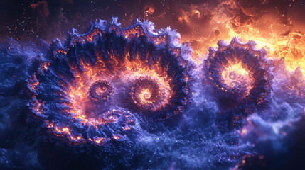 Poster - A stunning 4K 3D background showcases realistic art with spiraling designs from a side angle, creating a captivating visual experience with depth and intricate detail.