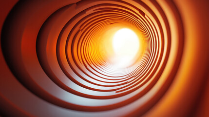 Poster - a mesmerizing 3d render of a spiral tunnel with a warm glow at the end, revealing a realistic aesthe