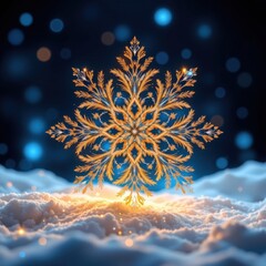 Poster - create a captivating image of a snowflake crafted using technology on a blue digital background