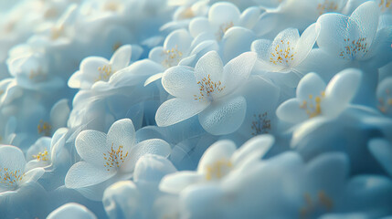 Poster - a textured 3d background showcases realistic blossoms in 4k resolution, rendered from a side angle, 