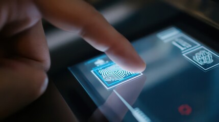 Poster - Close-up of a finger scanning a digital touch screen.