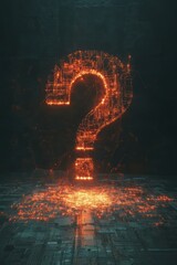 Poster - Glowing Question Mark Circuit Board Design on Dark Background Concept for Technology and Artificial Intelligence