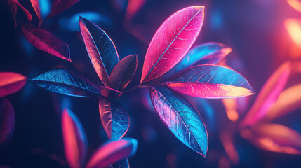 Poster - a vibrant 3d background showcasing realistic plant life in 4k resolution, presented from a side angl